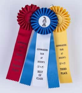 2016 Best of Class and other ribbons for the Early Jacob Dickert longrifle