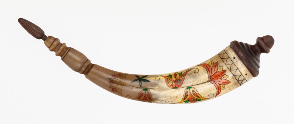 Horn #39 - Virginia "Acorn" powder horn with color fraktur engraving - Inside 