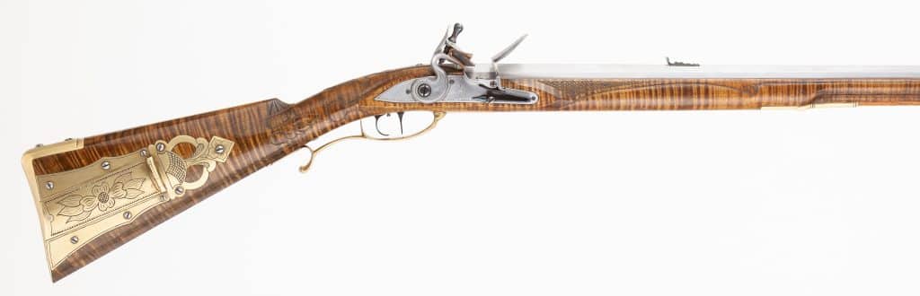 Rifle #19 - Early Virginia style muzzleloading rifle - rear half patchbox side